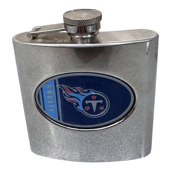 Tennessee Titans Stainless Steel Flask With Logo Emblem 6oz NFL Tailgating Gift - Picture 1 of 7